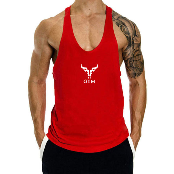 red Men's GYM Graphic Fitness Tank Tops