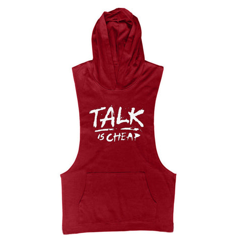 wine red Men's TALK IS CHEAP Sleeveless Hoodie