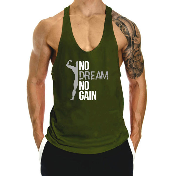 NO DREAM NO GAIN Printed Tank Tops for Men