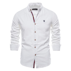 Men's Fashion Business Pure Color Long-Sleeved Shirt