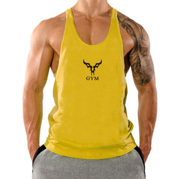 yellow Men's GYM Graphic Fitness Tank Tops