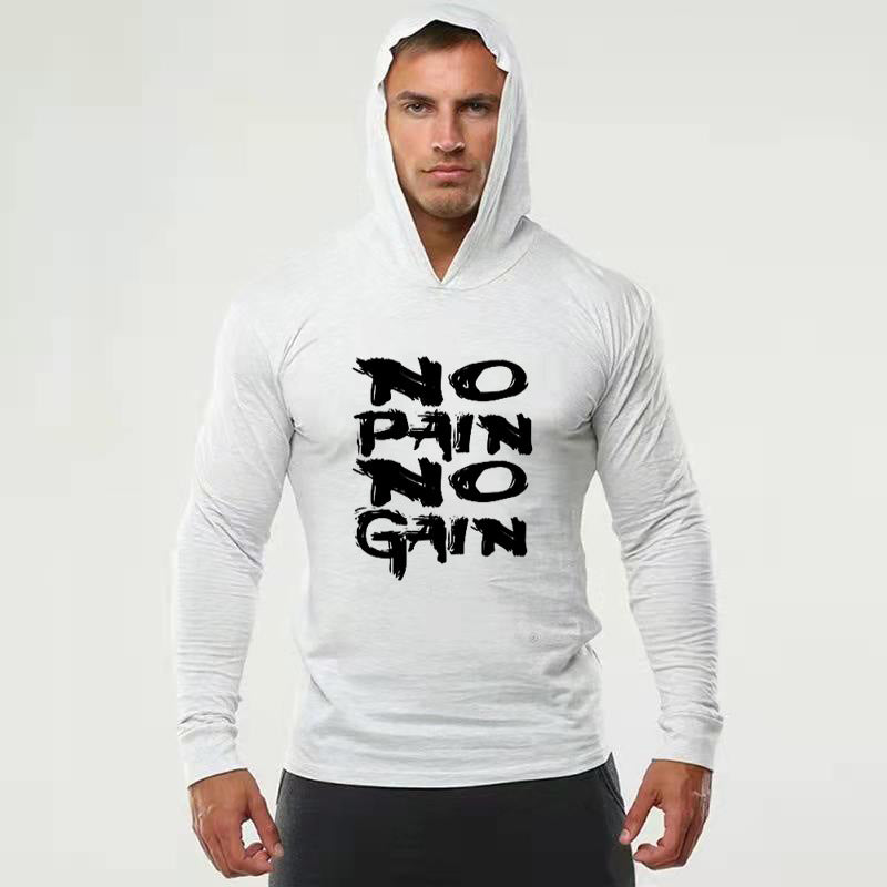 NO PAIN NO GAIN Slim-fit Cotton Long Sleeve Hoodie