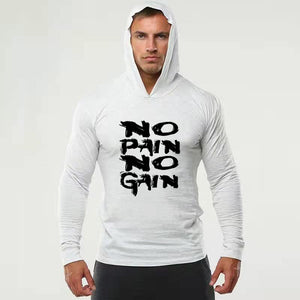 NO PAIN NO GAIN Slim-fit Cotton Long Sleeve Hoodie