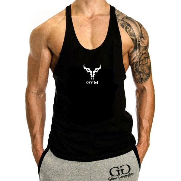black Men's GYM Graphic Fitness Tank Tops