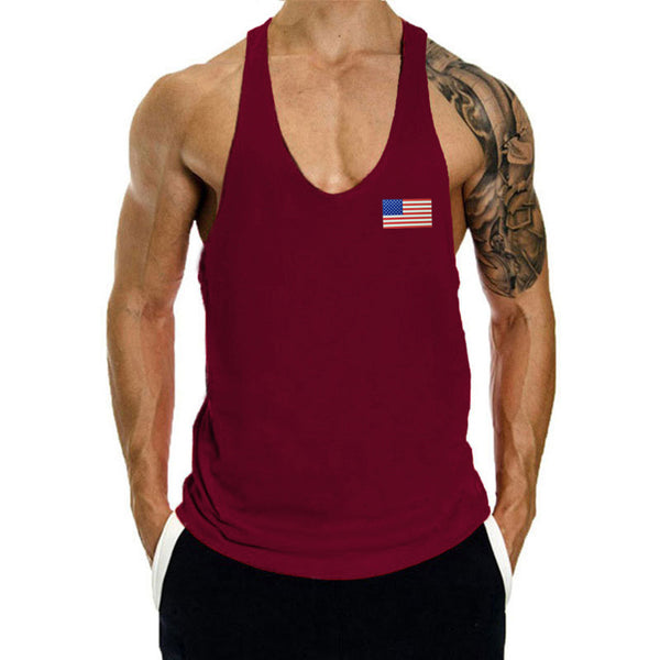 Men's American Flag Fitness Stringer Workout Tank Top