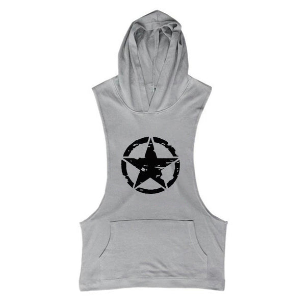 grey Men's Star Graphic Hooded Tank