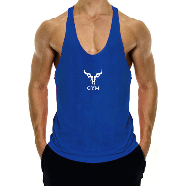 blue Men's GYM Graphic Fitness Tank Tops