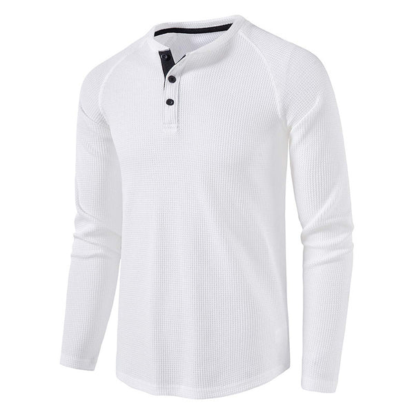 Men's Henry Collar Long-Sleeved T-Shirt