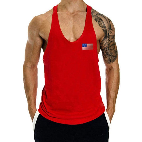 Men's American Flag Fitness Stringer Workout Tank Top
