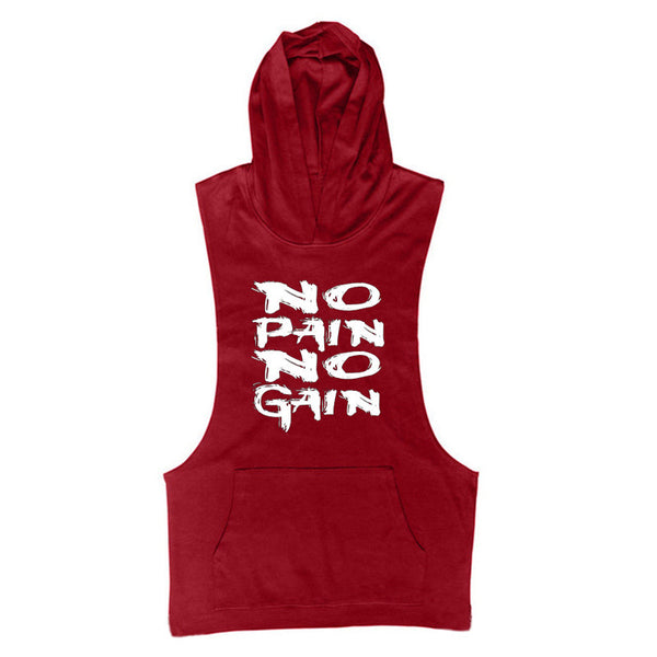 Men's NO PAIN NO GAIN Sleeveless Hoodie Tank Tops