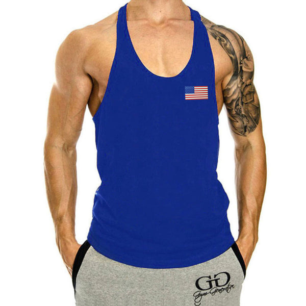 Men's American Flag Fitness Stringer Workout Tank Top