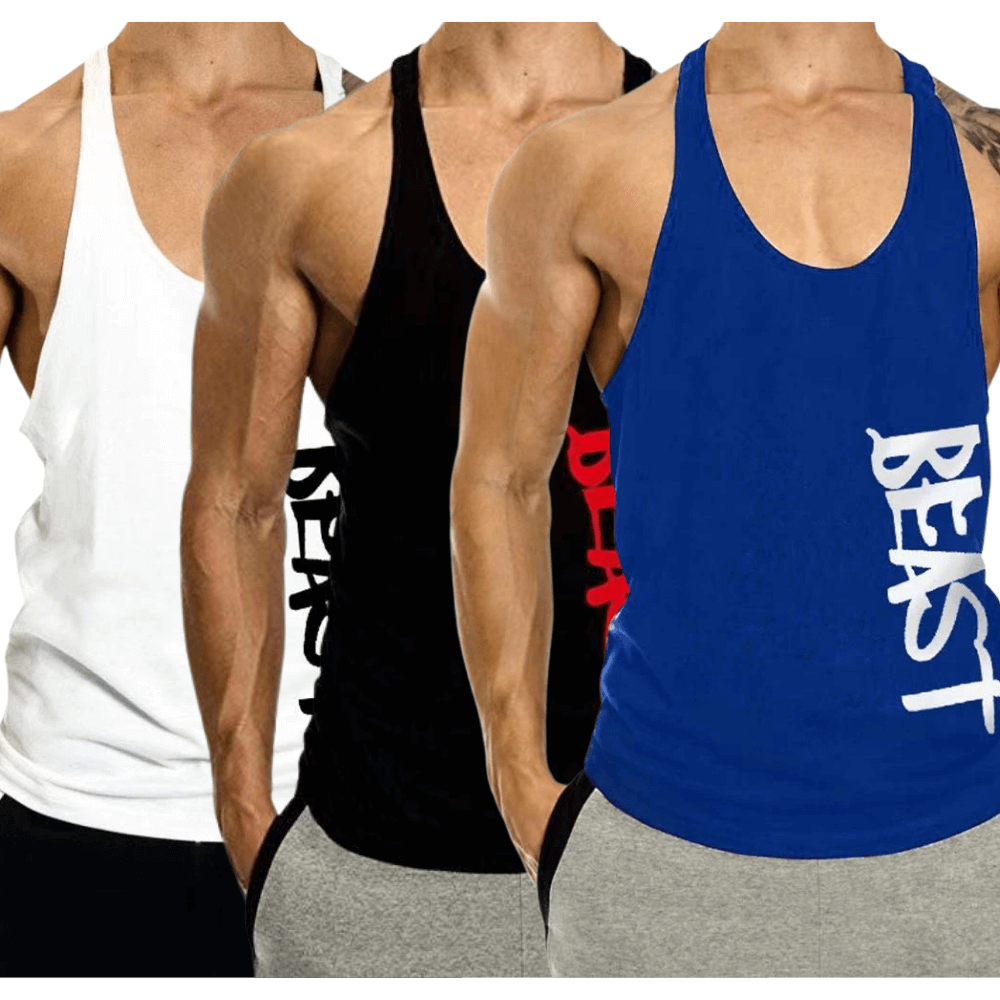 3 PACK Beast Printed Workout Tank Tops