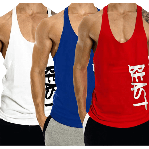 3 PACK Beast Printed Workout Tank Tops